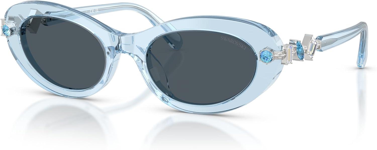 imageSwarovski womens Sk6042 Oval SunglassesTransparent Light BlueDark Grey