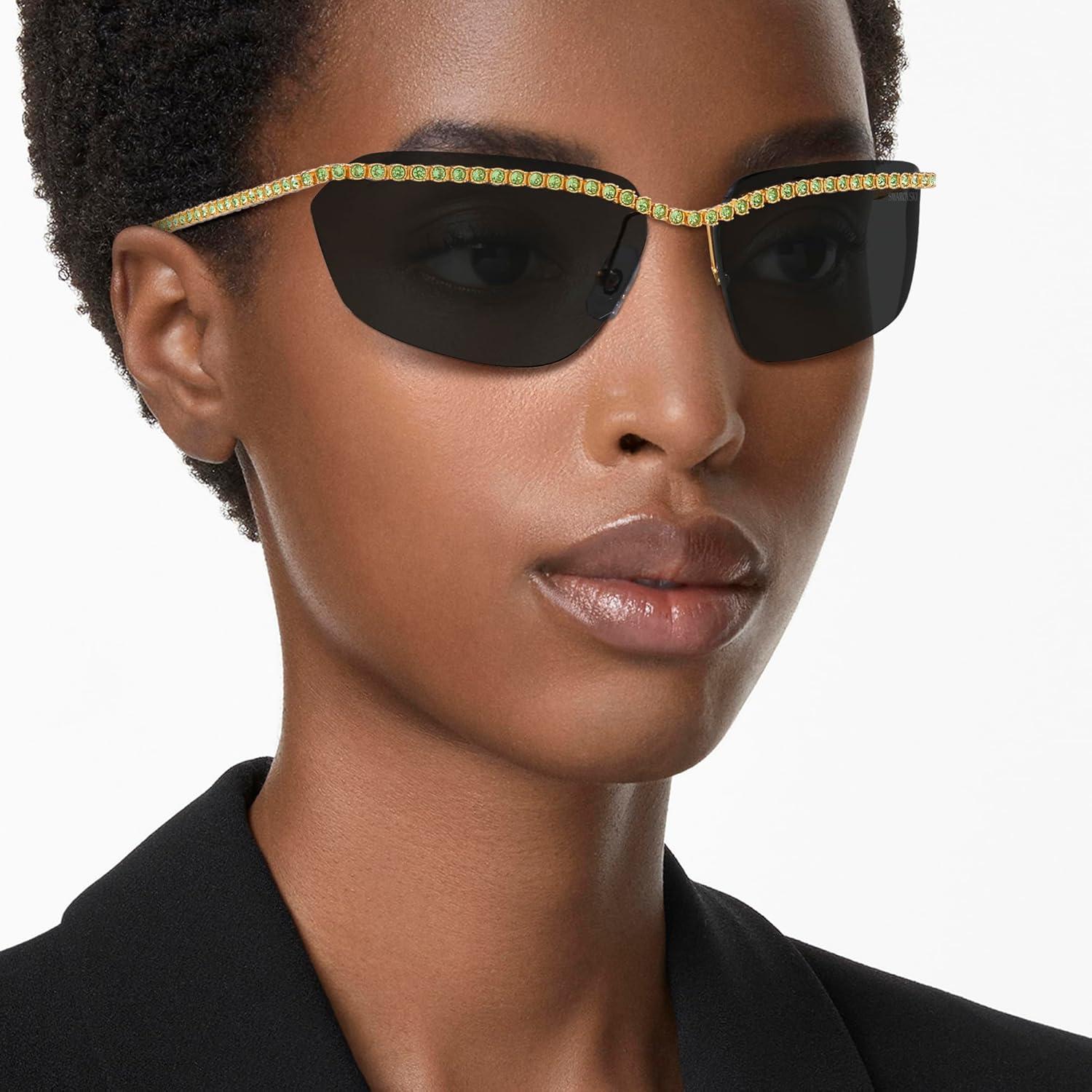 imageSwarovski womens Sk7001 Rectangular SunglassesGoldDark Grey