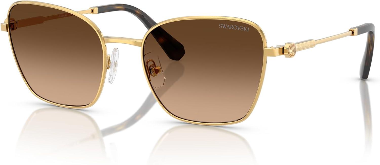imageSwarovski womens Sk7029 Aviator SunglassesYellow GoldGreen Gradient Brown