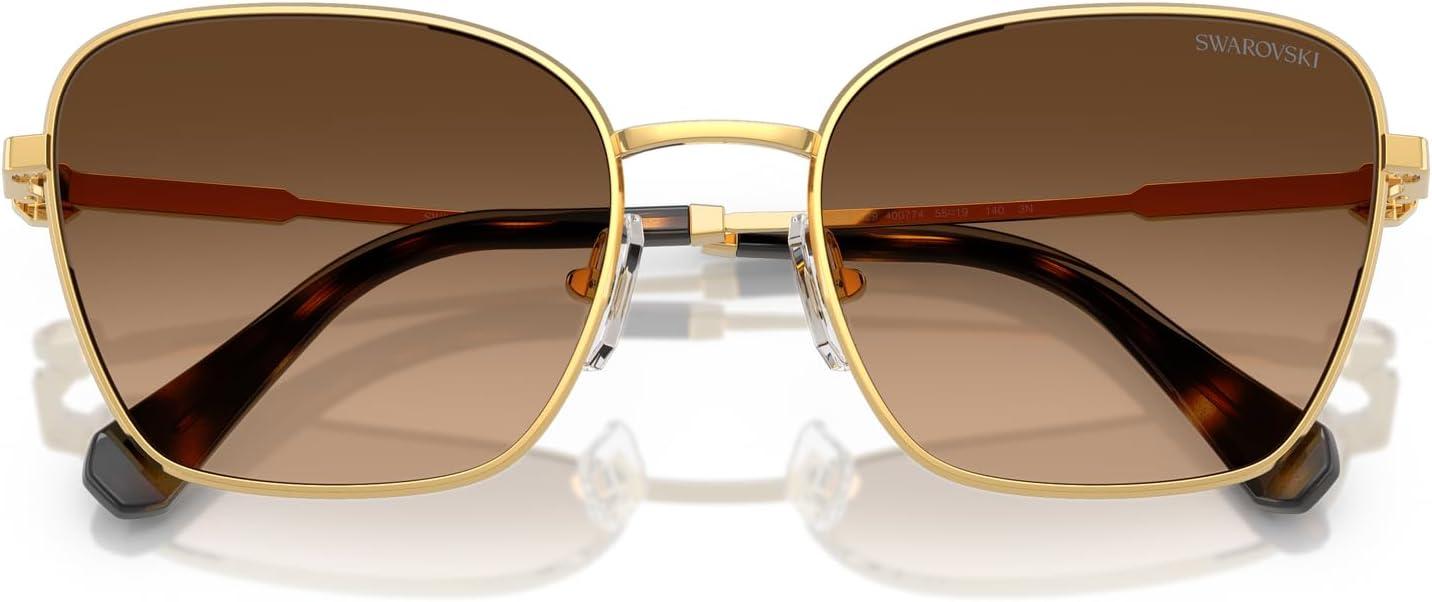 imageSwarovski womens Sk7029 Aviator SunglassesYellow GoldGreen Gradient Brown