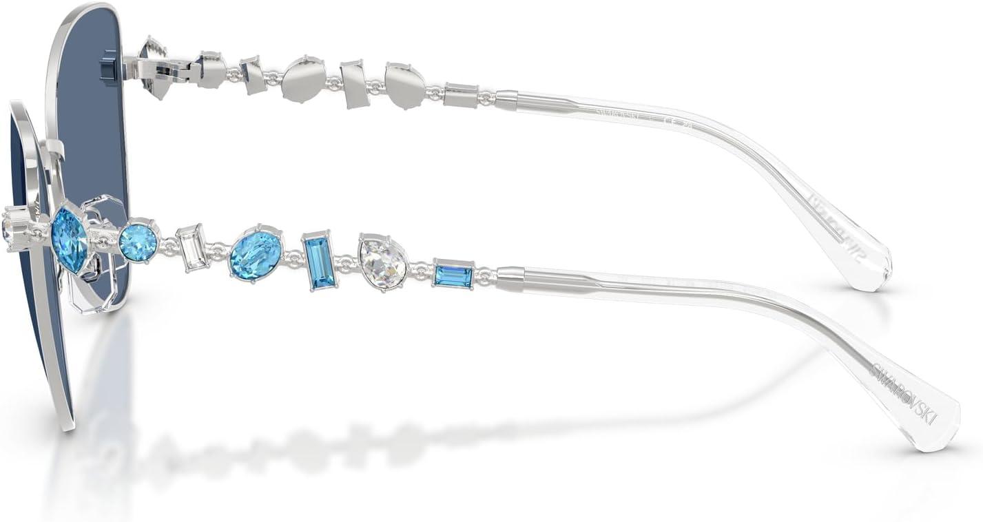 imageSwarovski womens Sk7034 Butterfly SunglassesSilverDark Blue