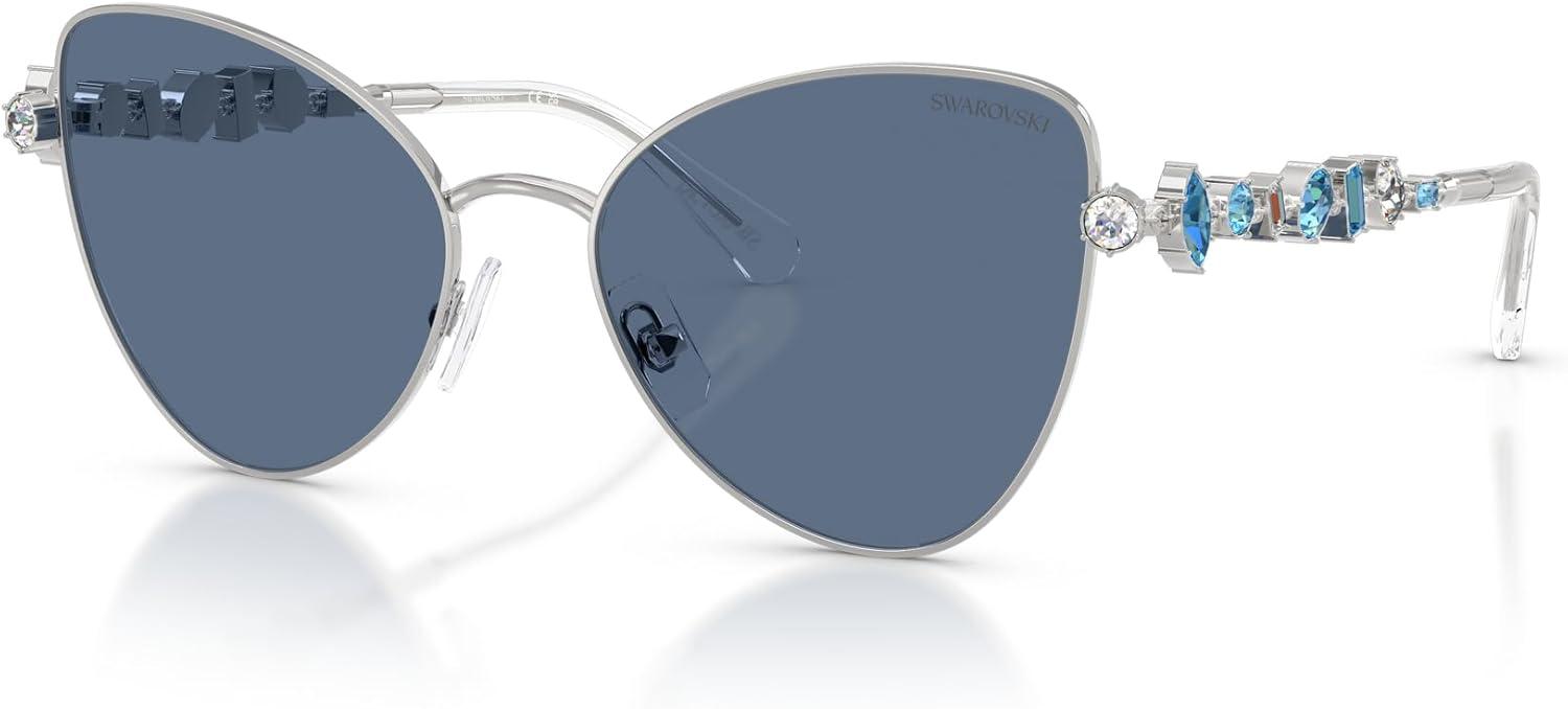 imageSwarovski womens Sk7034 Butterfly SunglassesSilverDark Blue