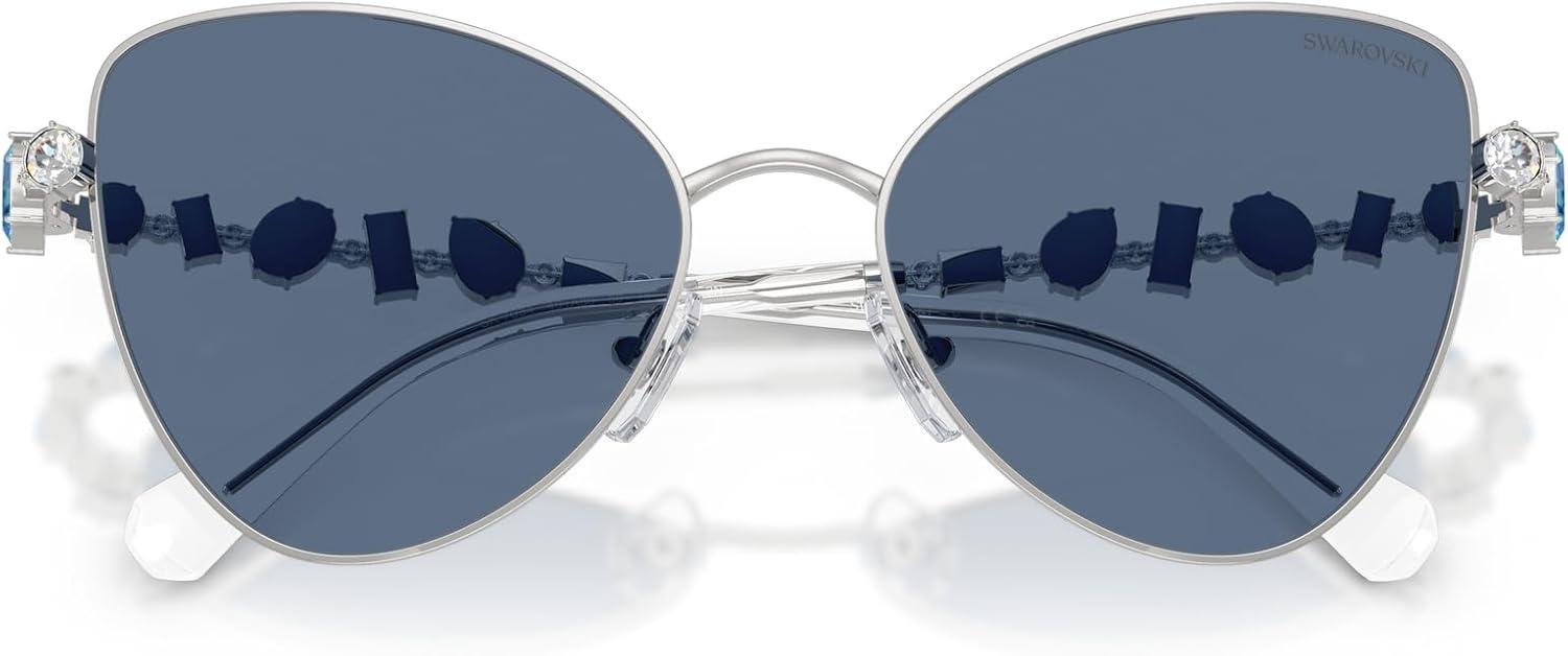 imageSwarovski womens Sk7034 Butterfly SunglassesSilverDark Blue