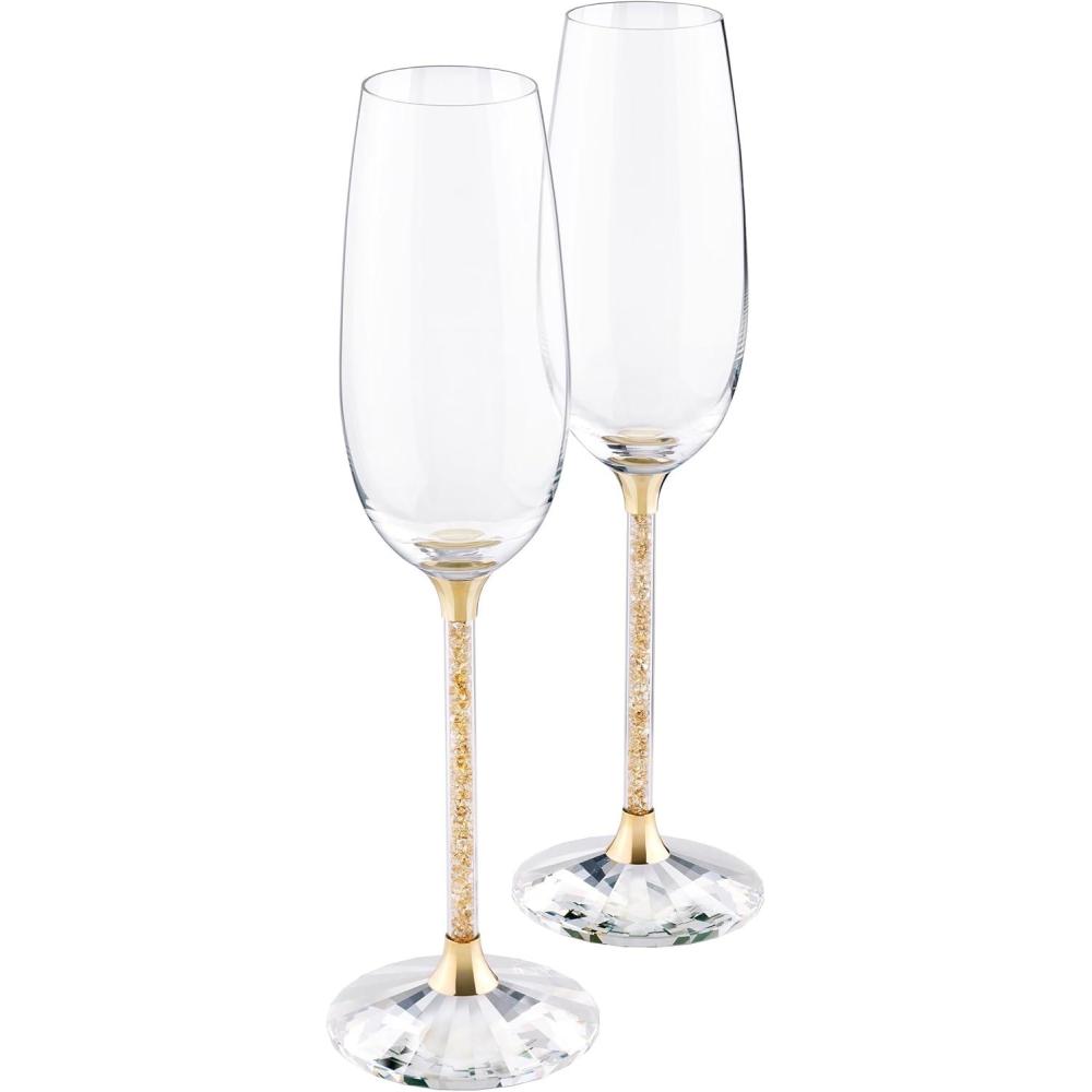 imageSwarovski Crystalline Clear Crystal Toasting Flutes Set of 2Gold Tone