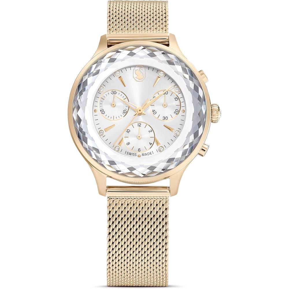 imageSwarovski Nova Chrono Watch Swiss Made Metal Bracelet Gold Tone Champagne GoldTone Finish