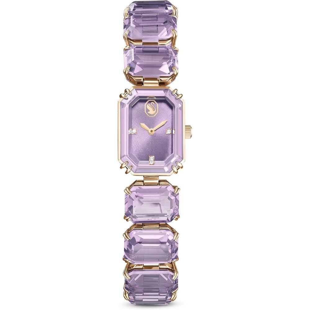 imageSwarovski Watch Octagon Cut Bracelet Purple Champagne GoldTone Finish