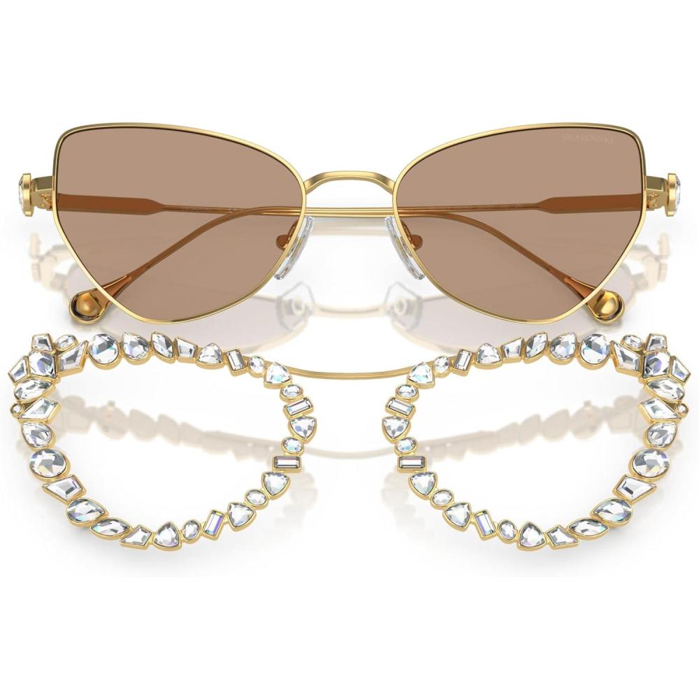 imageSwarovski Womens Sk 7011 with Crystal Clipon Butterfly SunglassesGoldLight Brown