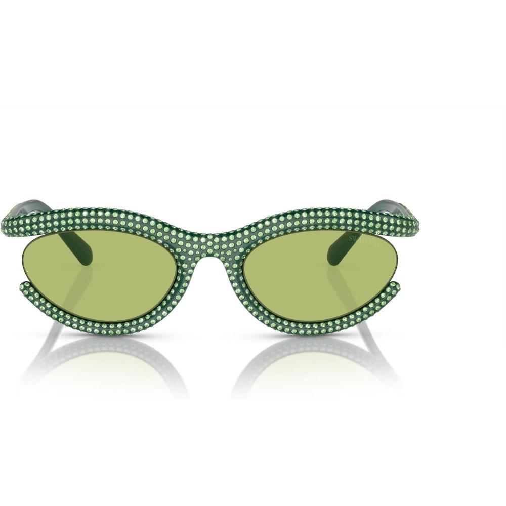 imageSwarovski Womens Sk6006 Oval SunglassesGreenLight Green Mirrored Silver