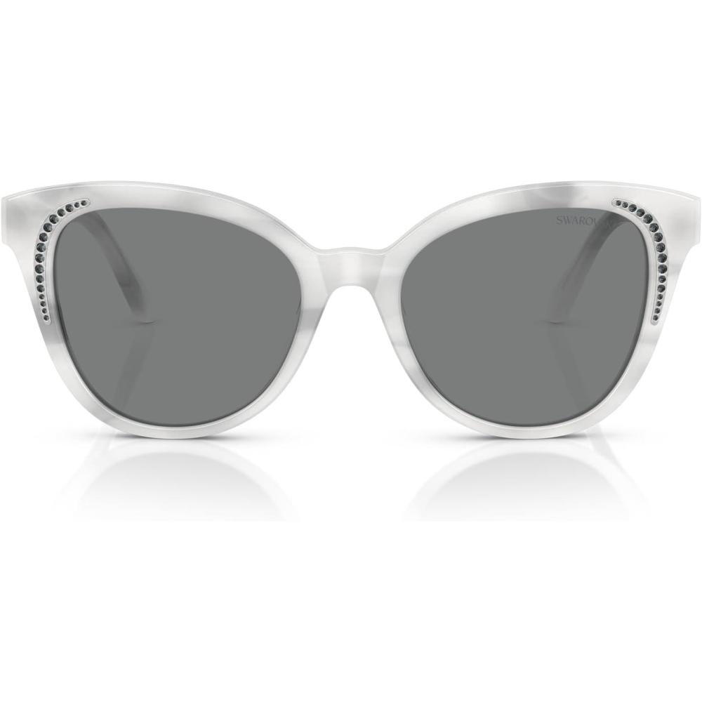 imageSwarovski Womens Sk6031 Butterfly SunglassesStriped WhiteDark Grey
