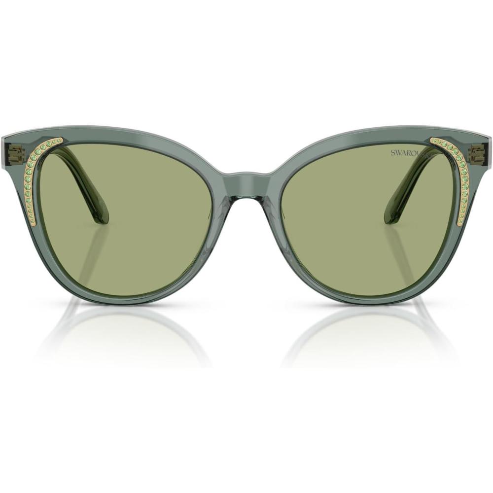 imageSwarovski Womens Sk6031 Butterfly SunglassesTransparent GreenDark Green