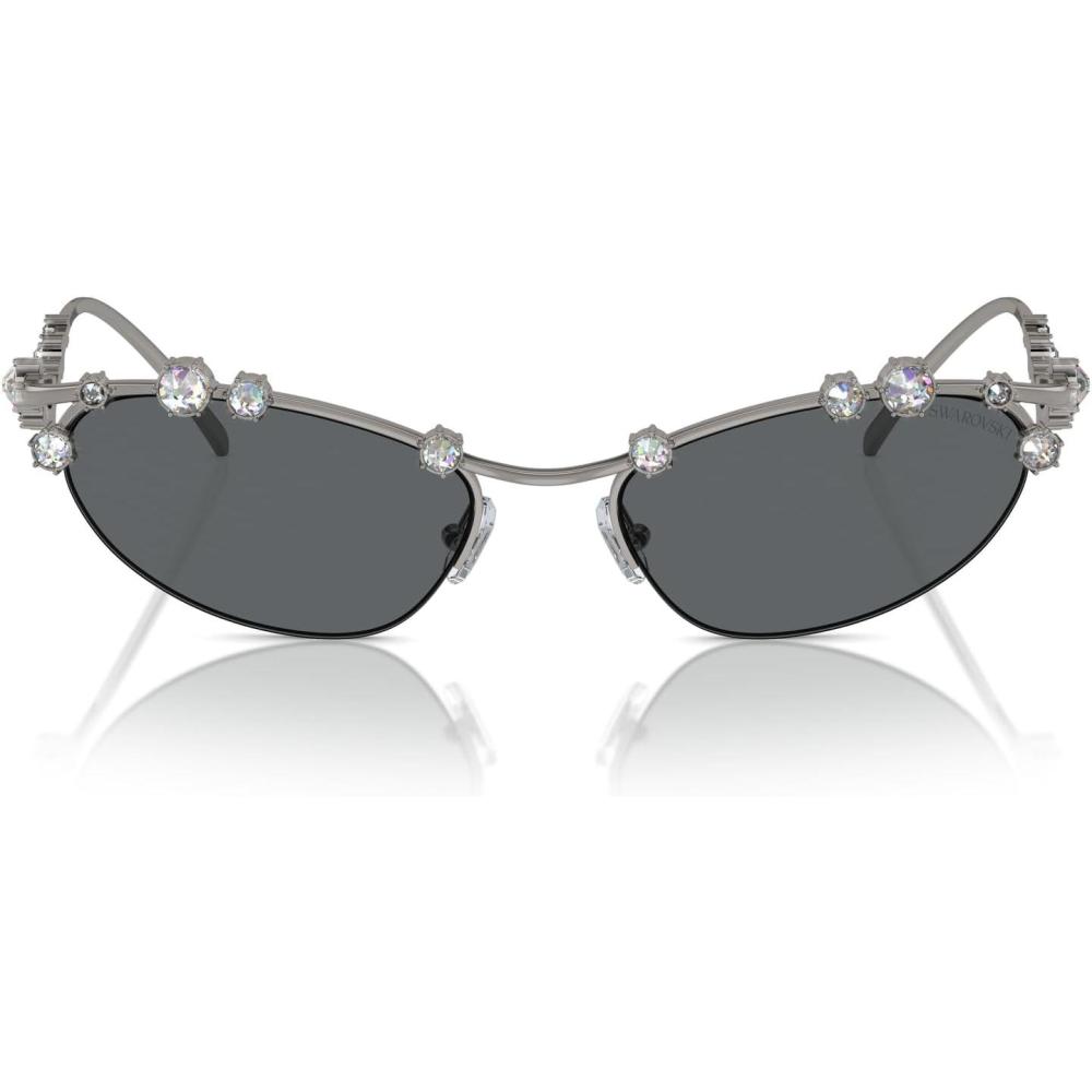 imageSwarovski Womens Sk7016 Cat Eye SunglassesBlackDark Grey Polarized