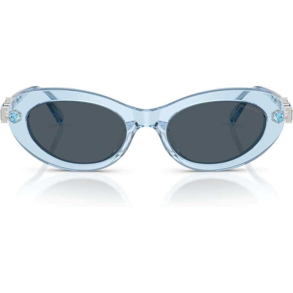 imageSwarovski womens Sk6042 Oval SunglassesTransparent Light BlueDark Grey