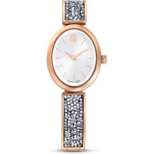Swarovski Crystal Rock Oval Watch, Metal Bracelet, Blue, Rose Gold-Tone Finish, Swiss Made, Part of The Crystal Rock Watch Collection(Silver Crystal Rock)