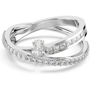 Swarovski Hyperbola ring, Mixed cuts, Clear, Rhodium Finish(Rhodium)