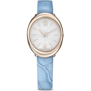 Swarovski Imber Watch, Swiss Made, Leather Strap, Blue, Champagne Gold-Tone Finish