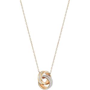 Swarovski Jewelry Crystal Elegance Necklace Collection, with Crystals and Clear Stones on Rhodium and Rose Gold-Tone Finished Metal(Further)