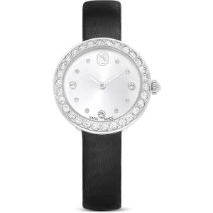 Swarovski Matrix Tennis Watch, Swiss Made, Leather Strap, Black, Stainless Steel