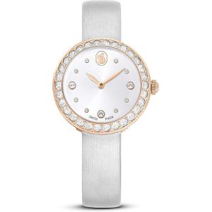 Swarovski Matrix Tennis Watch, Swiss Made, Leather Strap, Gray, Rose Gold-Tone Finish