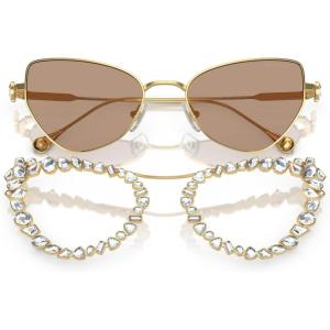 Swarovski Women’s Sk 7011 with Crystal Clip-on Butterfly Sunglasses(Gold/Light Brown)