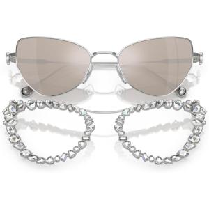 Swarovski Women’s Sk 7011 with Crystal Clip-on Butterfly Sunglasses(Silver/Clear Mirrored Real Platinum)