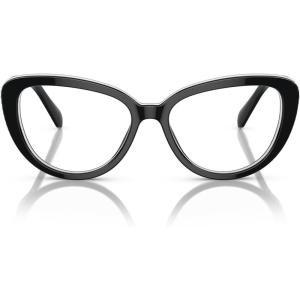 Swarovski Women’s Sk2014 Cat Eye Prescription Eyewear Frames(Black/White/Demo Lens)