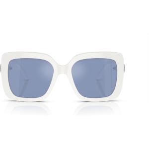 Swarovski Women’s Sk6001 Square Sunglasses(White/Light Blue Mirrored Silver)
