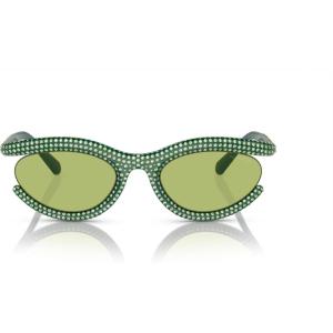 Swarovski Women’s Sk6006 Oval Sunglasses(Green/Light Green Mirrored Silver)