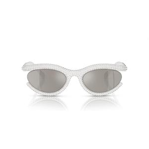 Swarovski Women’s Sk6006 Oval Sunglasses(Milky White/Light Grey Mirrored Silver)