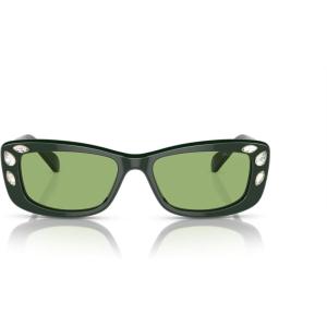 Swarovski Women’s Sk6008 Square Sunglasses(Dark Green/Dark Green)