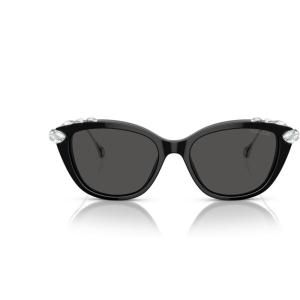 Swarovski Women’s Sk6010 Cat Eye Sunglasses(Black/Dark Grey)