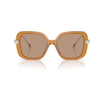 Swarovski Women’s Sk6011 Square Sunglasses(Transparent Amber Brown/Light Brown)