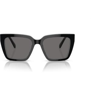 Swarovski Women’s Sk6013 Square Sunglasses(Black/Dark Grey Polarized)