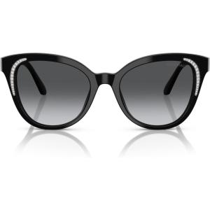 Swarovski Women’s Sk6031 Butterfly Sunglasses(Black/Gradient Grey Polarized)