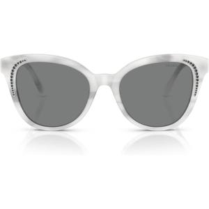 Swarovski Women’s Sk6031 Butterfly Sunglasses(Striped White/Dark Grey)