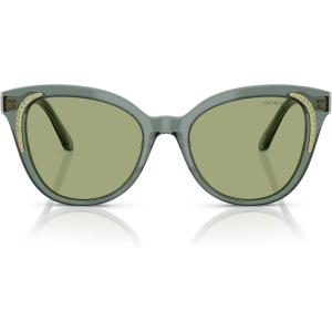 Swarovski Women’s Sk6031 Butterfly Sunglasses(Transparent Green/Dark Green)