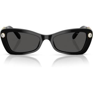 Swarovski Women’s Sk6033 Butterfly Sunglasses(Black/Dark Grey)