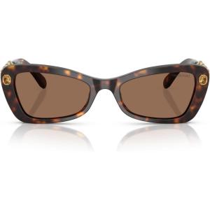 Swarovski Women’s Sk6033 Butterfly Sunglasses(Havana/Dark Brown)