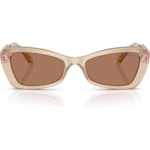 Swarovski Women’s Sk6033 Butterfly Sunglasses(Milky Beige/Brown)