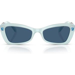 Swarovski Women’s Sk6033 Butterfly Sunglasses(Milky Blue/Dark Blue)
