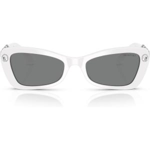 Swarovski Women’s Sk6033 Butterfly Sunglasses(White/Dark Grey)