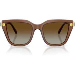 Swarovski Women’s Sk6041 Square Sunglasses(Transparent Brown/Gradient Brown Polarized)