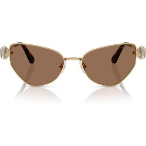Swarovski Women’s Sk7003 Butterfly Sunglasses(Gold/Dark Brown)