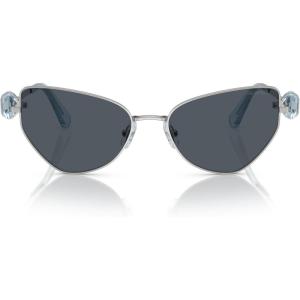 Swarovski Women’s Sk7003 Butterfly Sunglasses(Silver/Dark Grey)