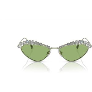 Swarovski Women’s Sk7009 Oval Sunglasses(Matte Green/Dark Green)