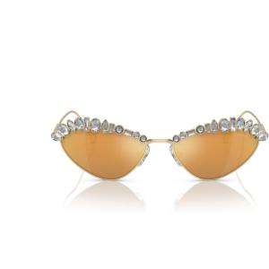 Swarovski Women’s Sk7009 Oval Sunglasses(Pale Gold/Brown Mirrored Gold)