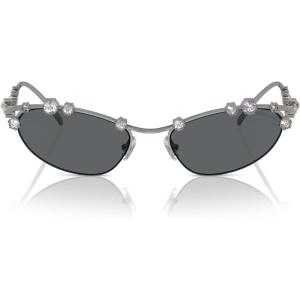 Swarovski Women’s Sk7016 Cat Eye Sunglasses(Black/Dark Grey Polarized)