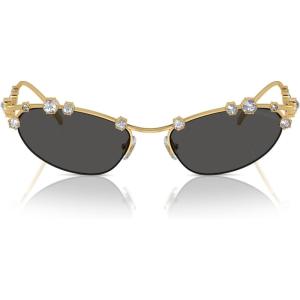 Swarovski Women’s Sk7016 Cat Eye Sunglasses(Milky White/Grey Mirrored Black)