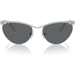 Swarovski Women’s Sk7017 Cat Eye Sunglasses(White/Dark Grey)