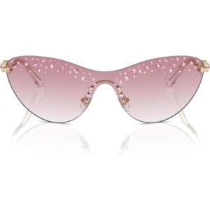 Swarovski Women’s Sk7023 Rectangular Sunglasses(Silver/Dark Grey)