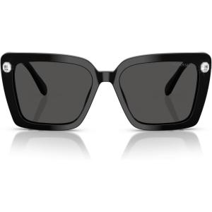 Swarovski womens Sk6032 Square Sunglasses(Black/Dark Grey)